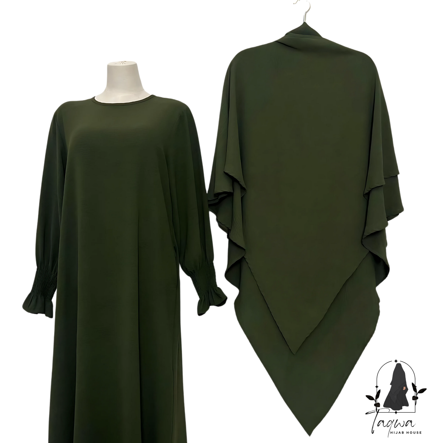 Khadija Set - Abaya with Matching Double Layer Khimar