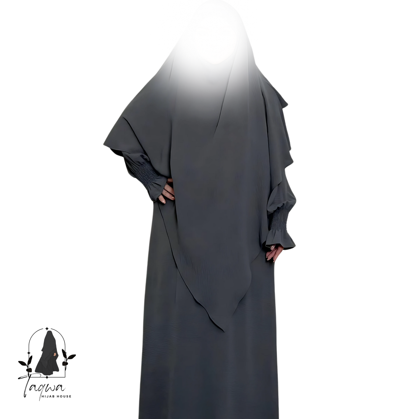 Khadija Set - Abaya with Matching Double Layer Khimar